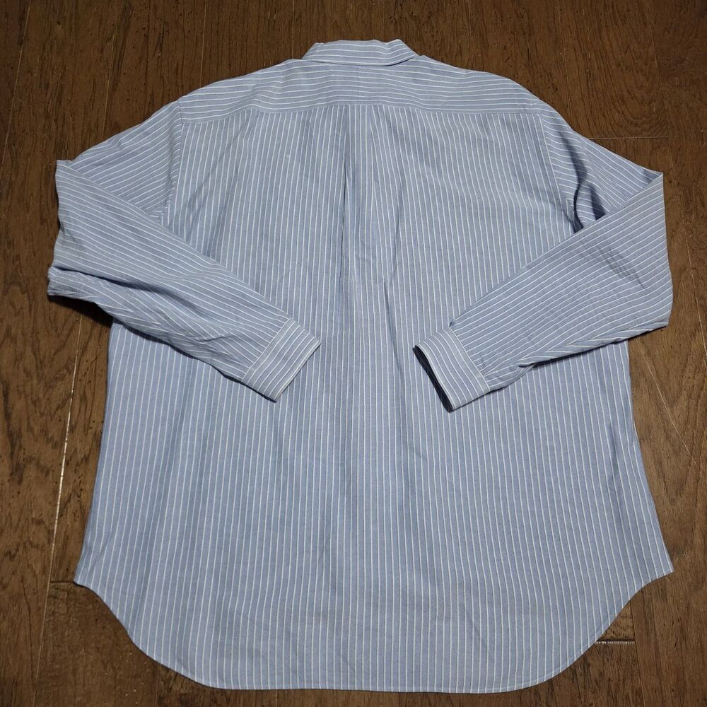 Polo Ralph Lauren Oxford Shirt Men Size 2XLT Blue Striped Flesh Pony Long Sleeve - Picture 6 of 8